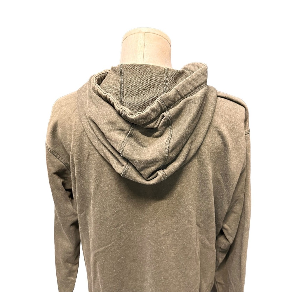 Cabelas Womens Olive Green Henley Hoodie Button‎ Front Kangaroo Pocket Large - Picture 4 of 6
